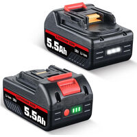2Stück 18V 5.5Ah Ersatzakku für MAKITA Akku BL1860 BL1860B BL1850 BL1850B BL1840B BL1840 BL1830 BL1835 BL1845 194204-5 LXT-400 Werkzeugakku mit LED