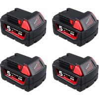 4X M18B5 18V 5.0Ah Ersatzakku für Milwaukee M18 18Volt Akku 48-11-1860 M18B 48-11-1850 48-11-1852 48-11-1820 48-11-1860 48-11-1828