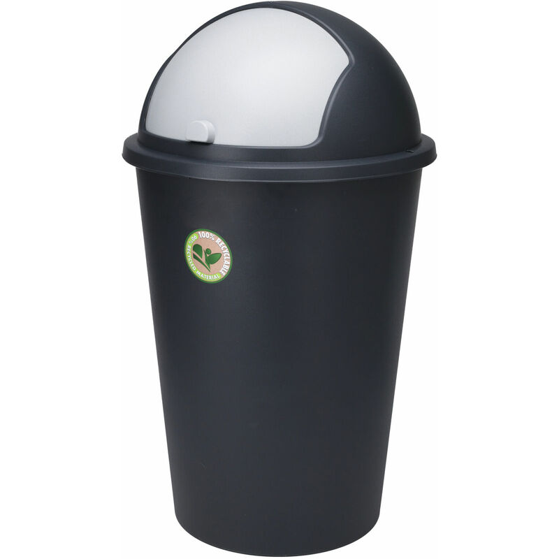 Cestino XXL con coperchio scorrevole nero - 50 L