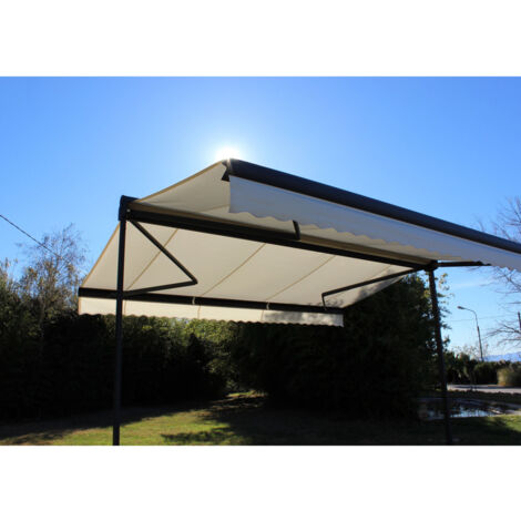 Store double pente GARDEN Gris Anthracite 4mx3mx2 Manuel - Toile Ecrue (1/5)