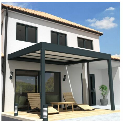 Pergola toit rétractable 3x3m gris anthracite pas chère