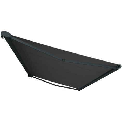 Store banne Coffre intégral PROTECT 2 LED Gris Anthracite 6x3,5m Motorisé à télécommande + Eclairage LED - Toile Grise Anthracite