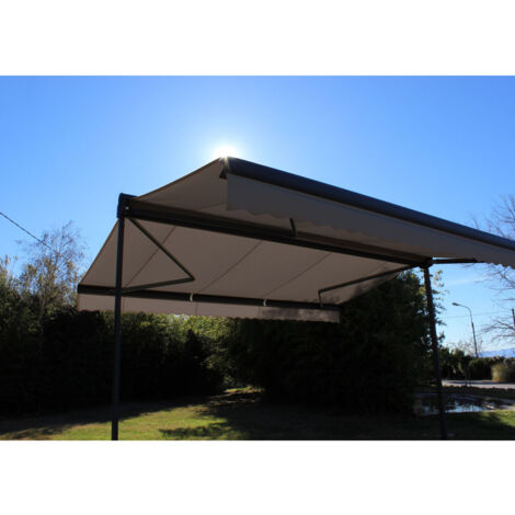 Store double pente GARDEN Gris Anthracite 4mx3mx2 Manuel - Toile Taupe (1/5)