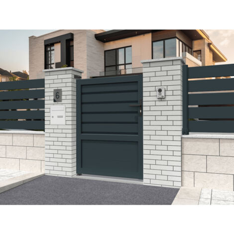 Portillon mixte Gris Anthracite L 1000 x H 1781 mm (1/2)
