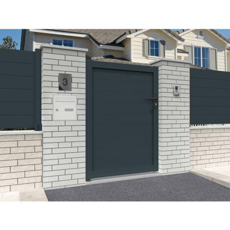 Portillon plein Gris anthracite L 1000 x H 1715 mm (1/2)