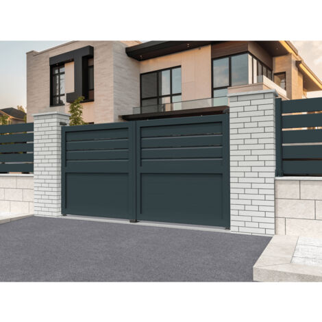 Portail battant Mixte Gris anthracite L 4000 x H 1625 mm Motorisé (1/2)
