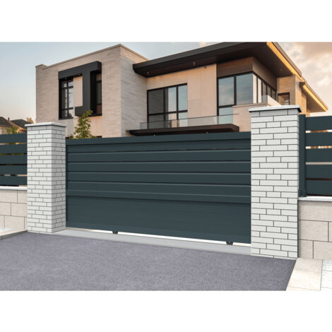 Portail coulissant mixte Gris anthracite L 3000 x H 1750 mm Motorisé (1/2)