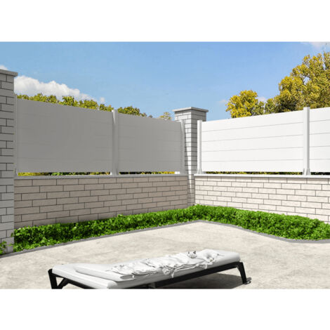 Clôture panneau plein Blanc L 1911 x H 1115 mm 7 lames (1/2)