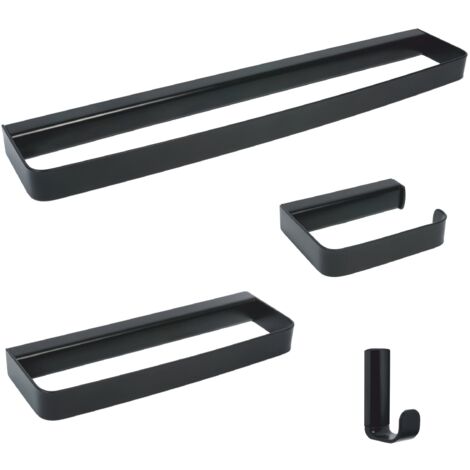 Set Accessori Bagno In Resina – Portasapone Con Design Scanalato – Colore Nero Opaco