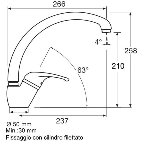 Rubinetto miscelatore per cucina con canna alta, completo