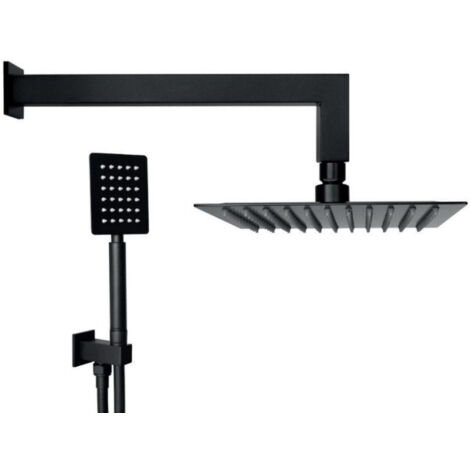 Rubinetto Termostatico Doccia E Lavabo Nero Opaco Quadrato Stile Moderno Completo Di - Foto 7