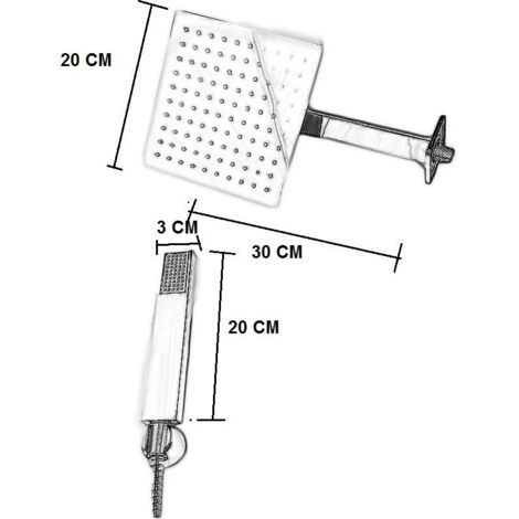 Kit Doccia con Braccio Doccia Soffione Quadrato Doccetta e Supporto