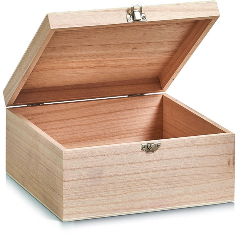 Boîte Rangement En Bois Pin Avec Couvercle - 23 X 23 X 10 Cm, Fermeture Avant | Déco, Accessoires, Cadeau Personnalisable - 12