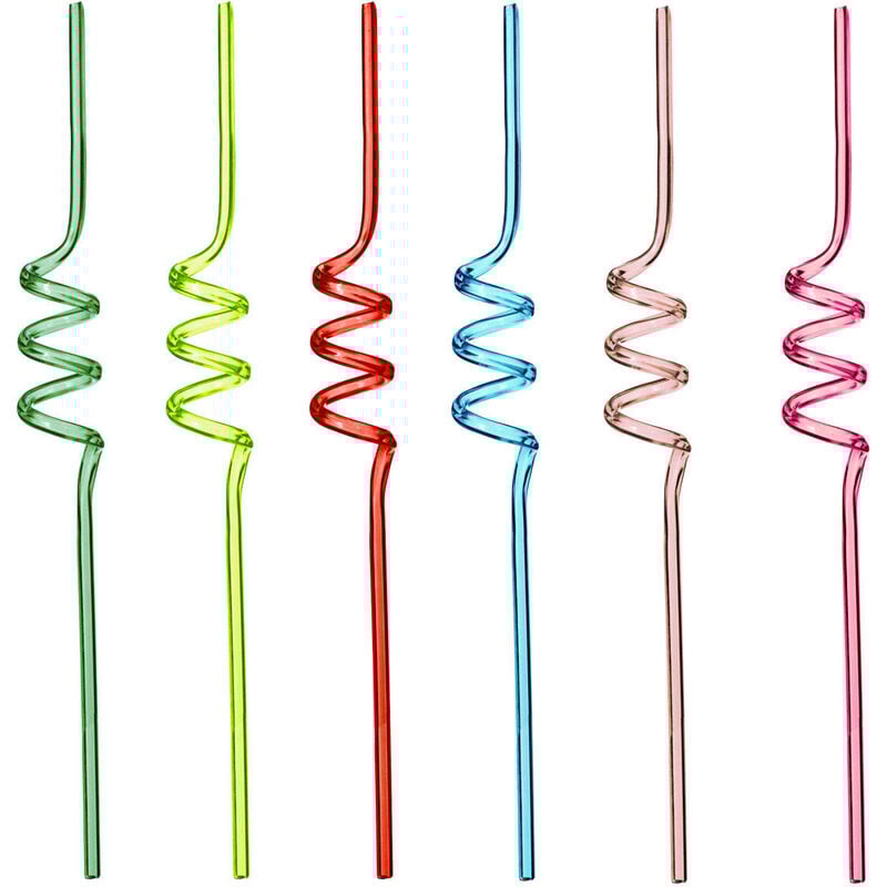 Pailles frisées, colorées, 6 pièces