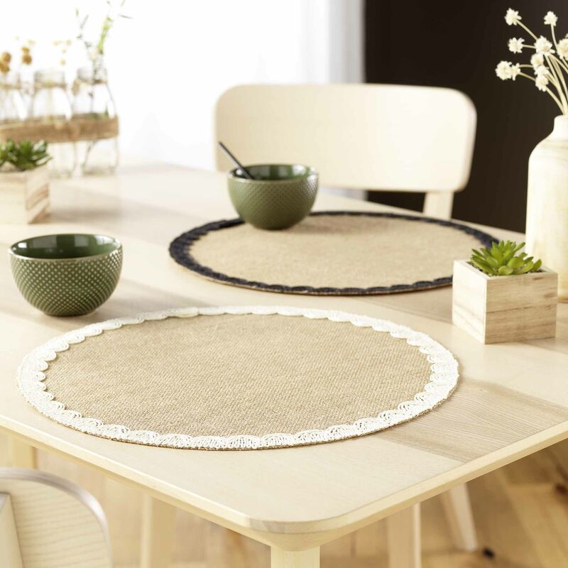 Set De Table En Jute Renata – 38cm, Noir – Paris Prix – Neuf Avec étiquettes