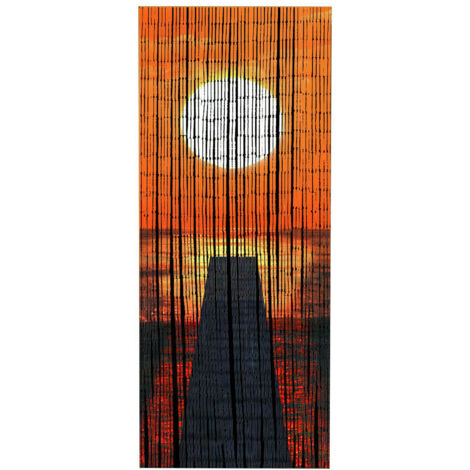 Wenko – Rideau en bambou orange 90x200 cm – 65 bâtons pour circulation d'air – Cloison décorative anti-insectes – Fait à la main