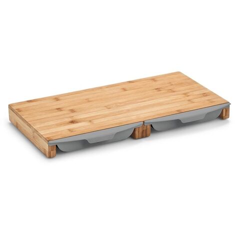Planche à découper en bambou 50 x 28,5 cm – Résistante aux rayures et à l'humidité – Tiroirs coulissants pour déchets – Hygiénique et facile à nettoyer – Zeller (1/3)