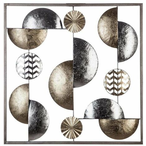 Atmosphera – Déco murale géométrique en métal 50 x 50 cm – Motif rond en doré et argent – Épaisseur 3 cm pour effet tridimensionnel