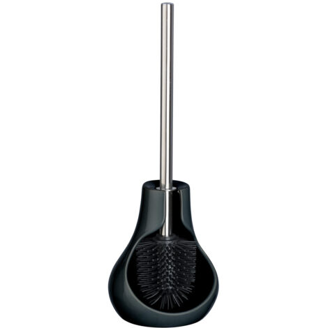 WENKO Brosse WC silicone Drop Neo, Brosse WC noire, céramique, 14x40x13,5 cm, noir (1/4)