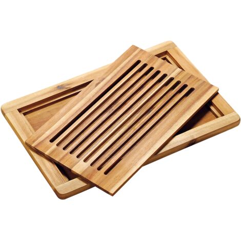 Planche à découper à pain avec cuve de miettes, bois d'acacia, 47 x 32 cm (1/5)