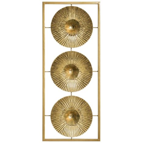 Atmosphera – Décoration murale en métal doré 25 x 61 cm – Motif parapluies style oriental – Installation facile avec accroches – Pour salon et chambre (1/5)