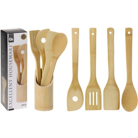 Set d'ustensiles de cuisine, 5 pièces, bambou
