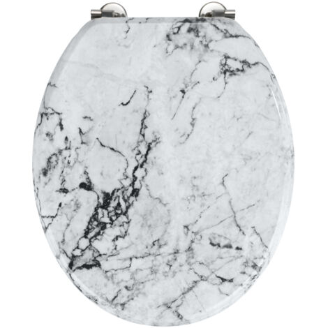 Wenko – Abattant WC Onyx MDF – Charnières en acier inoxydable – Surface lisse pour nettoyage facile – Dimensions 34,5 x 41 cm