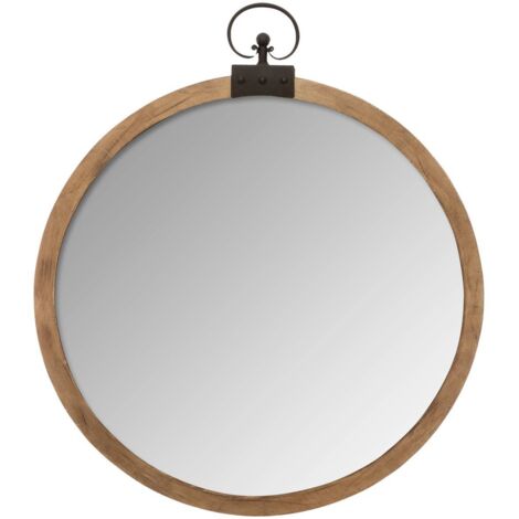Atmosphera – Miroir gousset en bois 74cm – Design vintage – Épaisseur 7,5cm – Hauteur 85,8cm – Installation facile avec oreille en métal