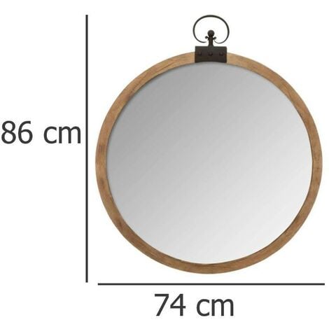 Miroir Gousset bois D74cm - Atmosphera créateur d'intérieur