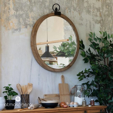 Miroir Gousset bois D74cm - Atmosphera créateur d'intérieur