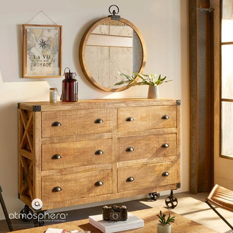 Miroir Gousset bois D74cm - Atmosphera créateur d'intérieur