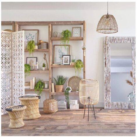 Atmosphera – Lot de 2 tables d'appoint en chanvre et bambou – Ø38 x H.38 cm et Ø30 x H.28 cm – Design artisanal naturel pour intérieur