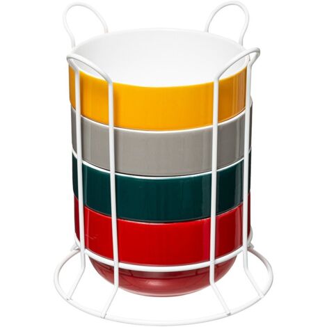 Bols à petit déjeuner sur support métallique, 500 ml, 4 pièces incluses (1/5)
