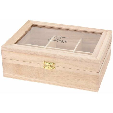 Boîte à thé en bois - 6 compartiments