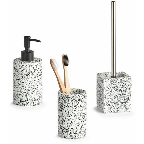 Bac à brosse wc TERRAZZO + brosse, polyrésine, ZELLER