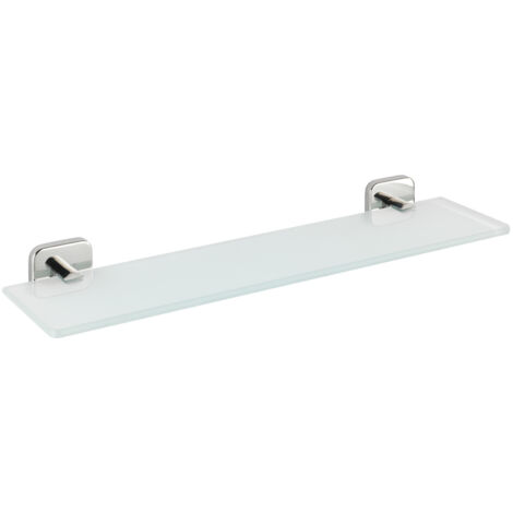 Wenko – Étagère murale en verre Mezzano pour salle de bain – Fixation acier inox – Dimensions 46,5x5,5x13,5 cm – Verre satiné moderne