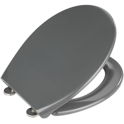 Wenko – Abattant WC Samos gris Duroplast antibactérien – Fixation Fix-Clip inox – Fermeture silencieuse Easy Close – 22165100 (1/5)