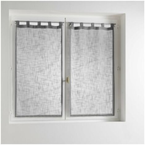 Douceur D'Intérieur – Paire de voilage effet lin tissé – Dimensions 60 x 160 cm – Polyester gris – Finition passe tringle pour installation facile