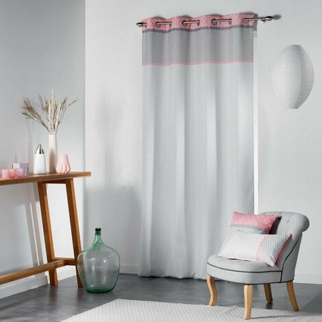 Rideau de fenêtre MATIK 140 x 260 cm, blanc avec décor menthe (1/3)