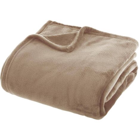 Atmosphera – Plaid flanelle beige 180 x 230 cm – Polyester ultra doux – Lavable en machine à 30°C – Label OEKO-TEX - LIN 180 X