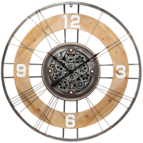 Atmosphera – Horloge murale D90 en métal et sapin – Mécanisme animé silencieux – Design ajouré multicolore – Dimensions 90x7,2cm (1/7)