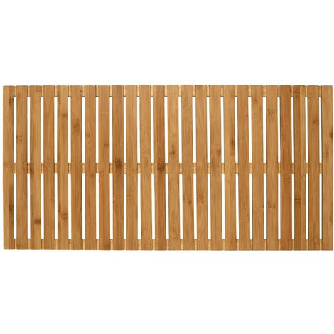 Wenko – Tapis de salle de bain en bambou 100 x 50 cm – Antidérapant – Résistant à l'eau et à l'humidité – Design à lattes pour bon écoulement