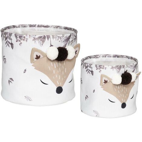 Atmosphera Paniers de rangement Renard blanc avec pompons (1/4)