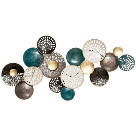 Atmosphera – Déco murale en métal multicolore 135 x 67 cm – Design éclectique pour salon, chambre ou couloir – Fixation murale non incluse