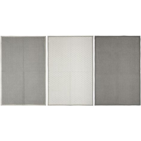 Lot de 3 Torchons en Coton Gris 45 x 70 cm - Atmosphera