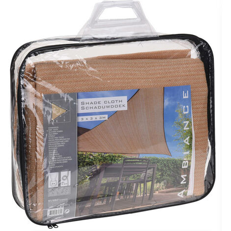 Voile de soleil triangulaire, 3 x 3 x 3 m, beige (1/3)