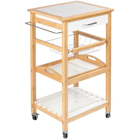 Wenko Finja desserte de cuisine blanc et bois 49 cm