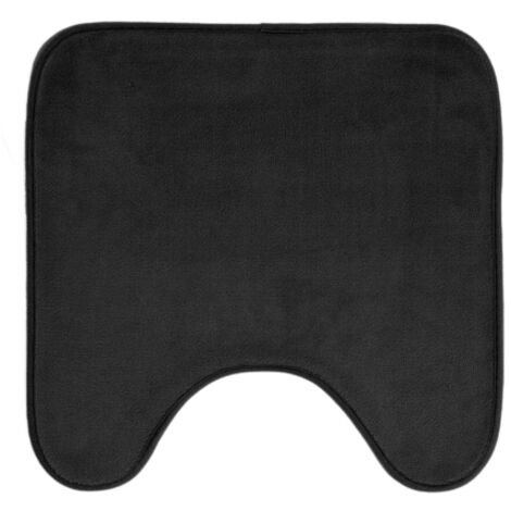 Tapis contour WC en microfibre unie - Noir - 45 x 45 cm - Livraison gratuite (1/5)