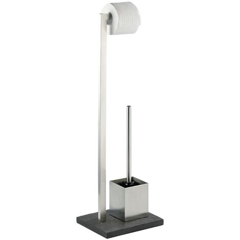 Wenko Ensemble moderne porte-brosse et porte-rouleau ardoise (1/5)