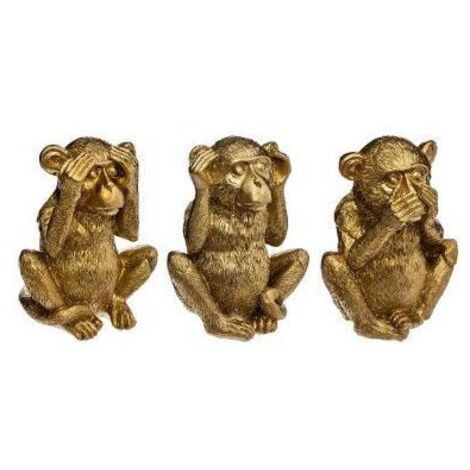Atmosphera – Statue singes de la sagesse dorés en polyrésine 17 cm – Décoration intérieure asiatique – Élégance symbolique pour salon et chambre (1/10)